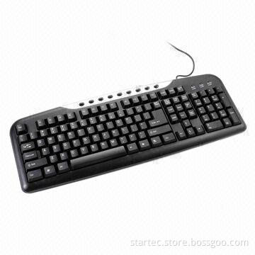 Multimedia Keyboard with 9 Popular Hot Keys, Compatible with USB or Sony's PS2 Ports